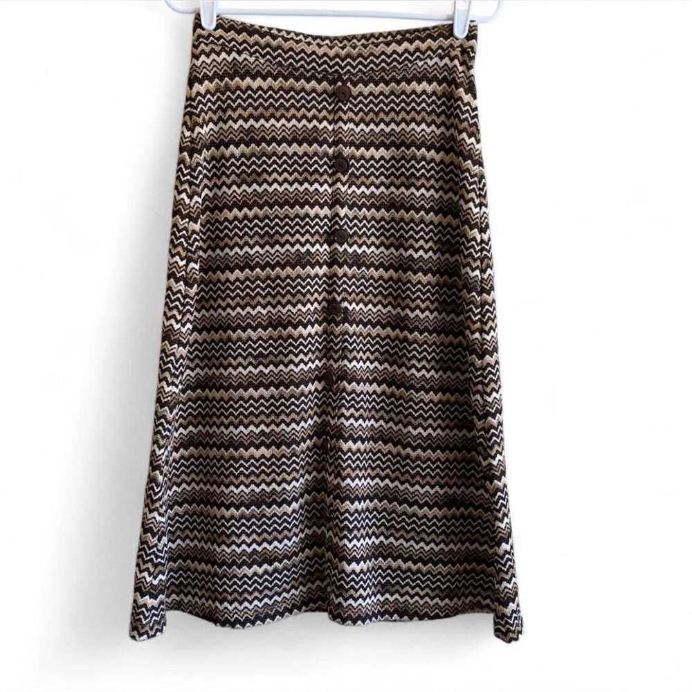 Brown Chevron Pattern Midi/Maxi Skirt Size XSmall!